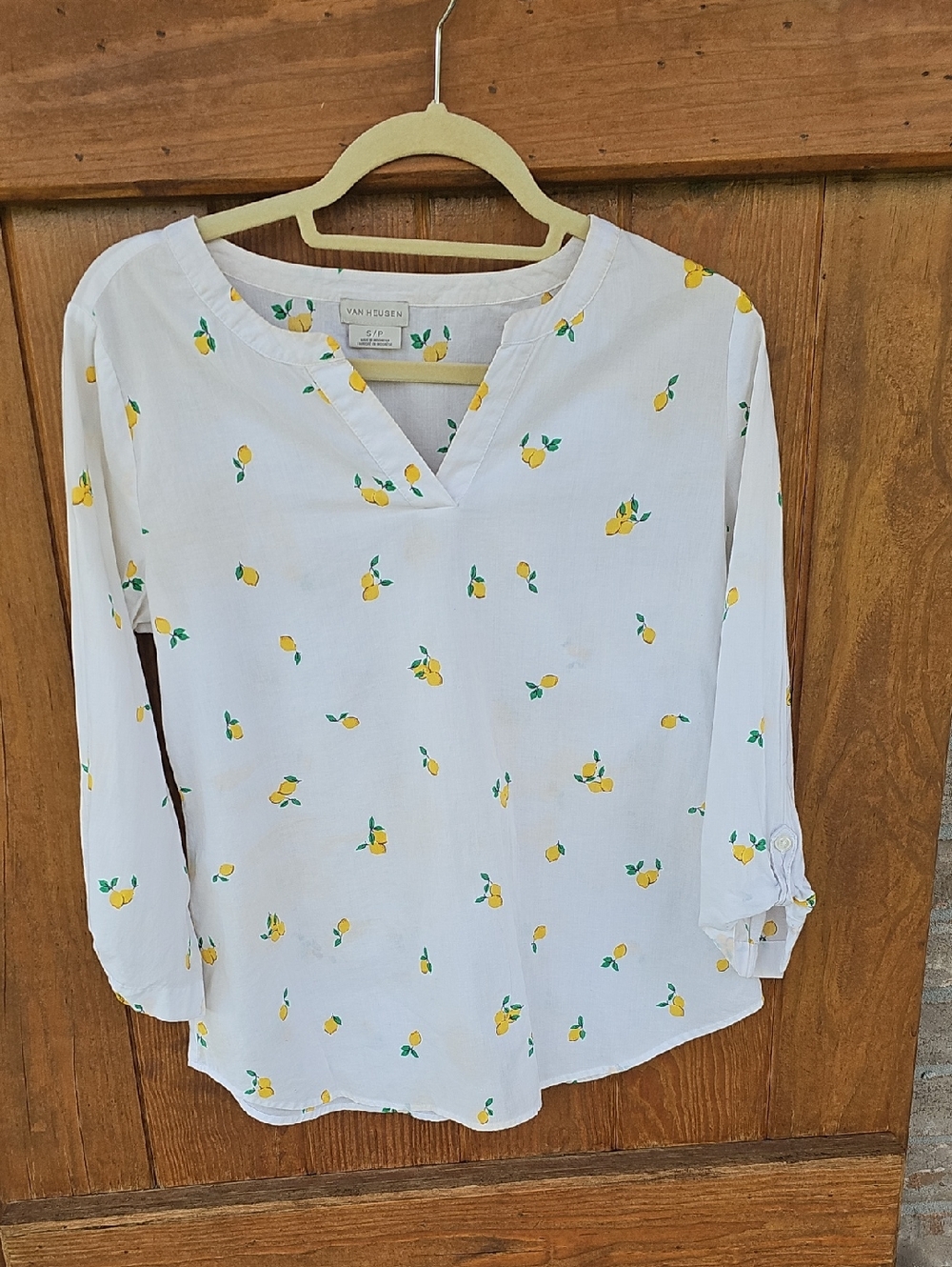 Van Heusen White Blouse with Yellow Lemon Print